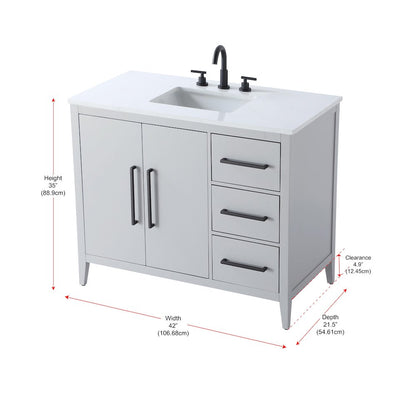 42 Inch Single Bathroom Vanity In Grey