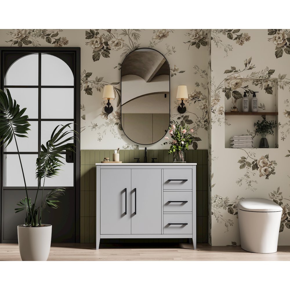42 Inch Single Bathroom Vanity In Grey