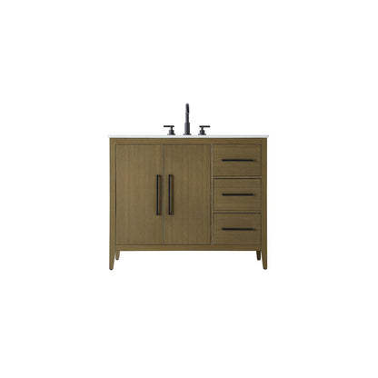 42 Inch Single Bathroom Vanity In Chestnut Brown