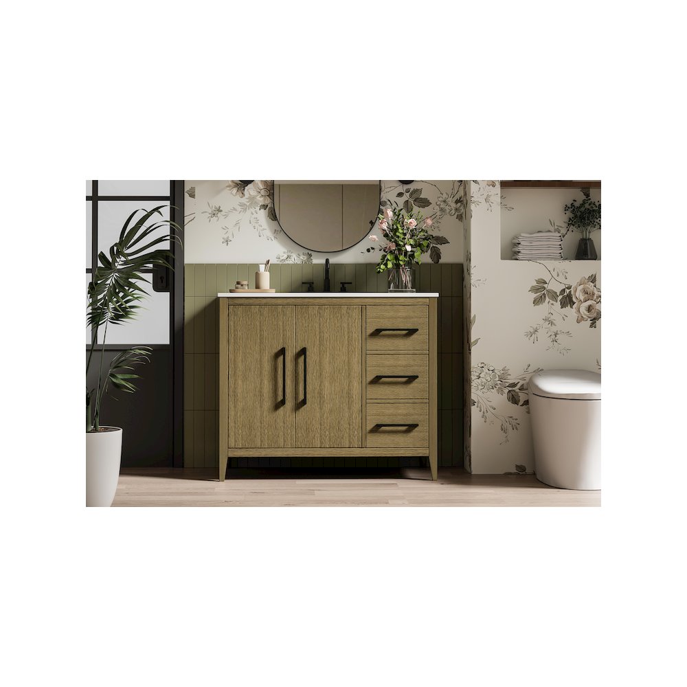 42 Inch Single Bathroom Vanity In Chestnut Brown
