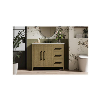 42 Inch Single Bathroom Vanity In Chestnut Brown