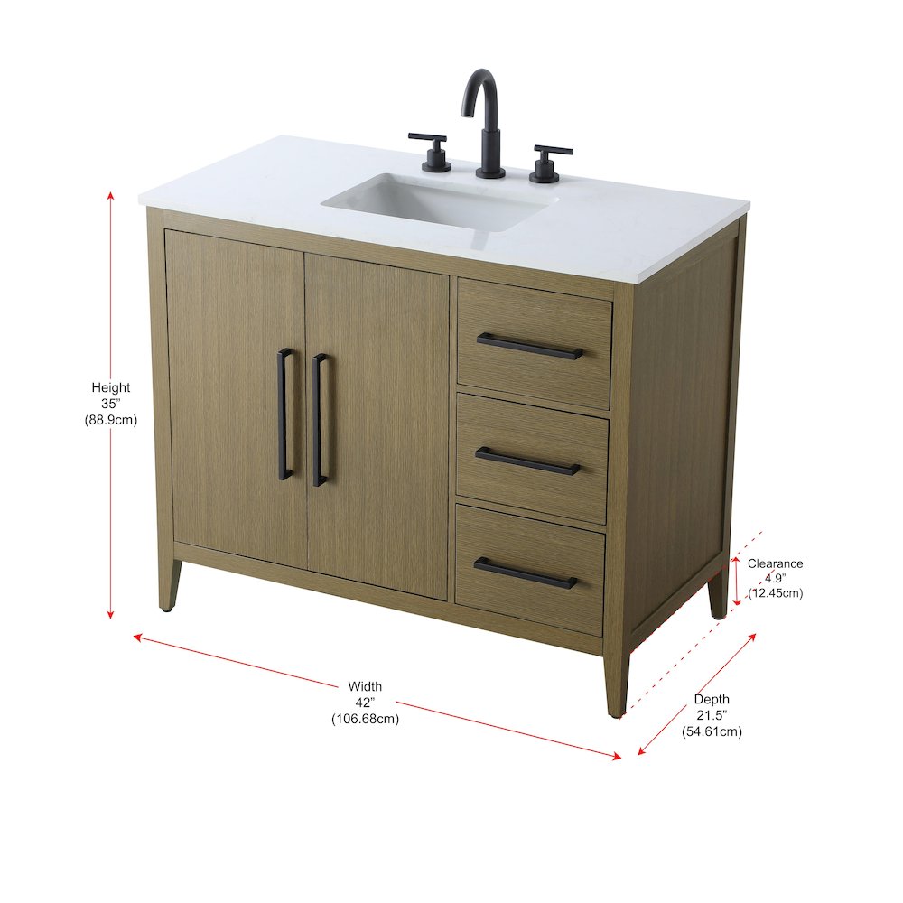 42 Inch Single Bathroom Vanity In Chestnut Brown