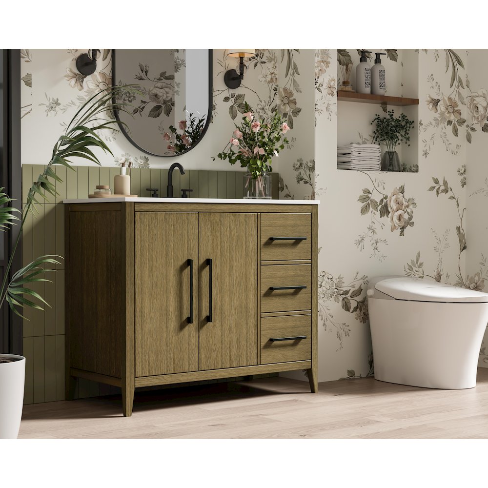42 Inch Single Bathroom Vanity In Chestnut Brown