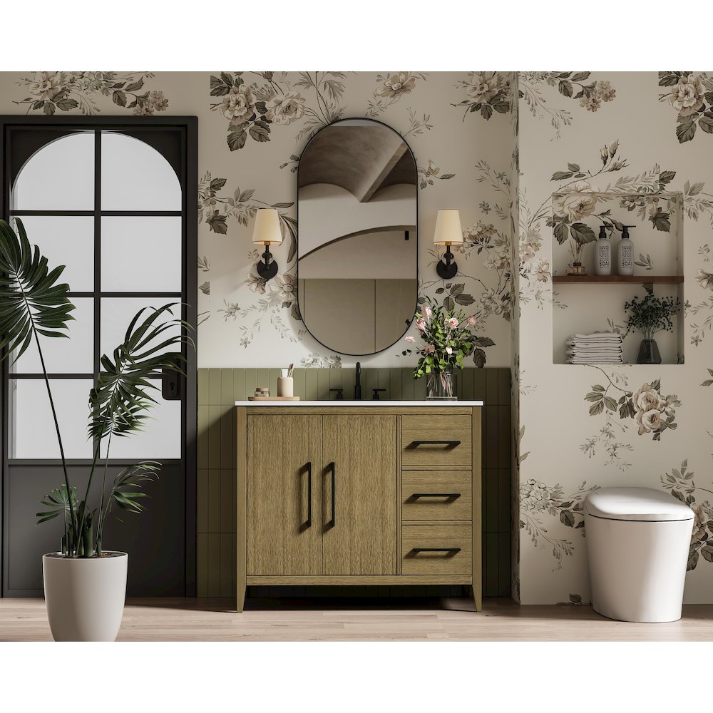 42 Inch Single Bathroom Vanity In Chestnut Brown