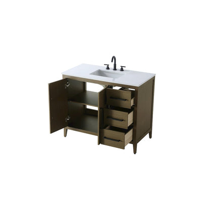 42 Inch Single Bathroom Vanity In Chestnut Brown