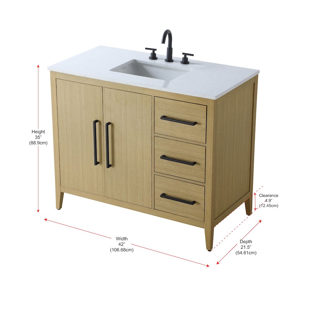 42 Inch Single Bathroom Vanity In  Honey Brown
