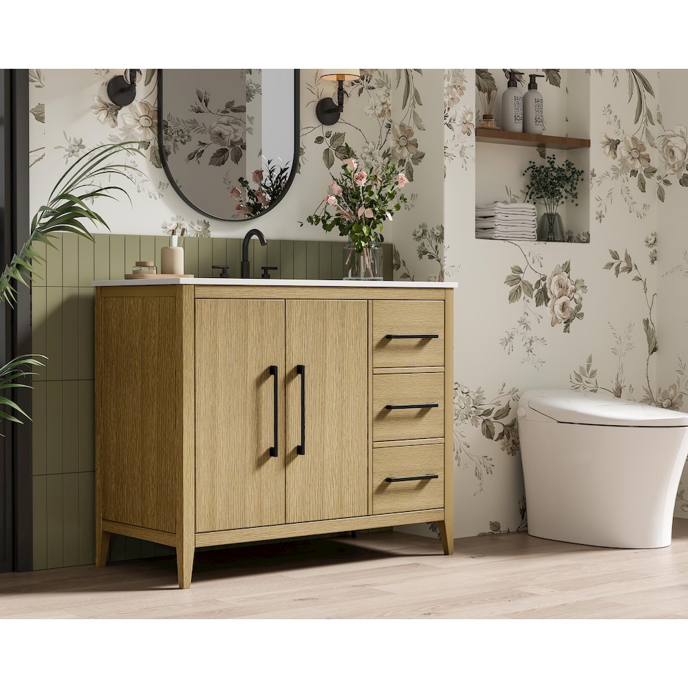 42 Inch Single Bathroom Vanity In  Honey Brown