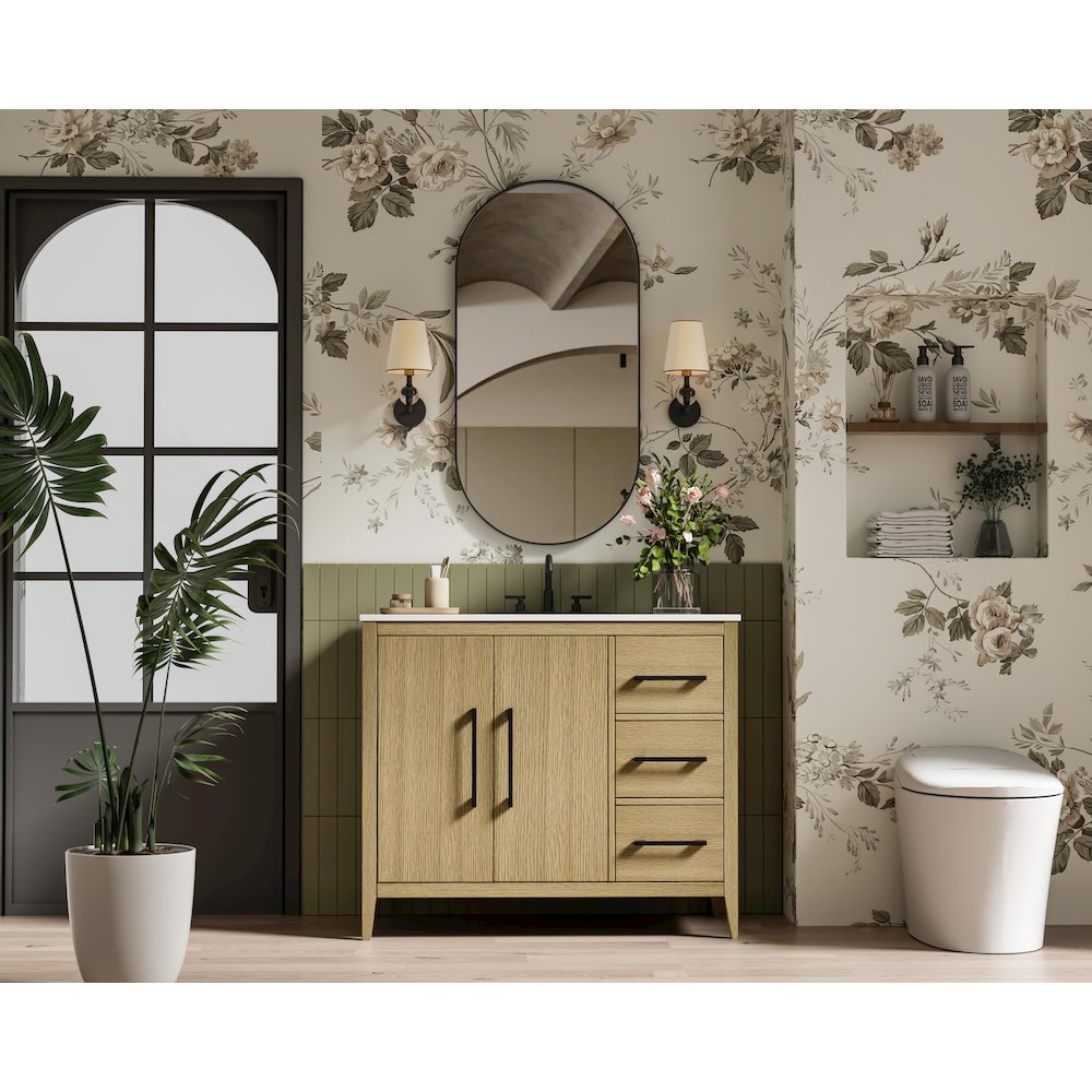 42 Inch Single Bathroom Vanity In  Honey Brown