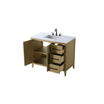 42 Inch Single Bathroom Vanity In  Honey Brown