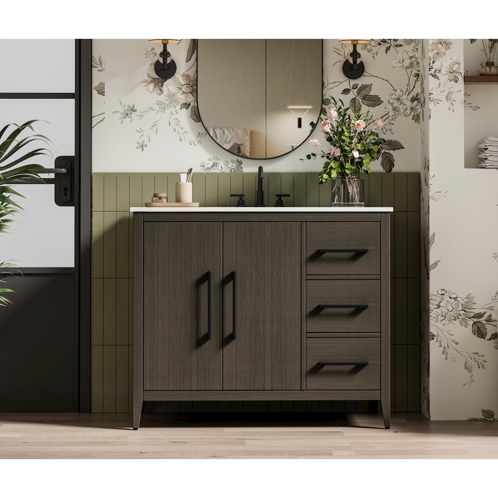 42 Inch Single Bathroom Vanity In Mocha Brown