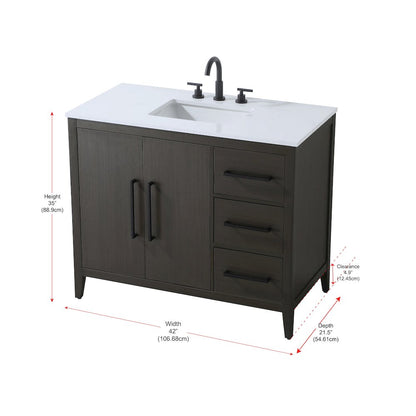 42 Inch Single Bathroom Vanity In Mocha Brown