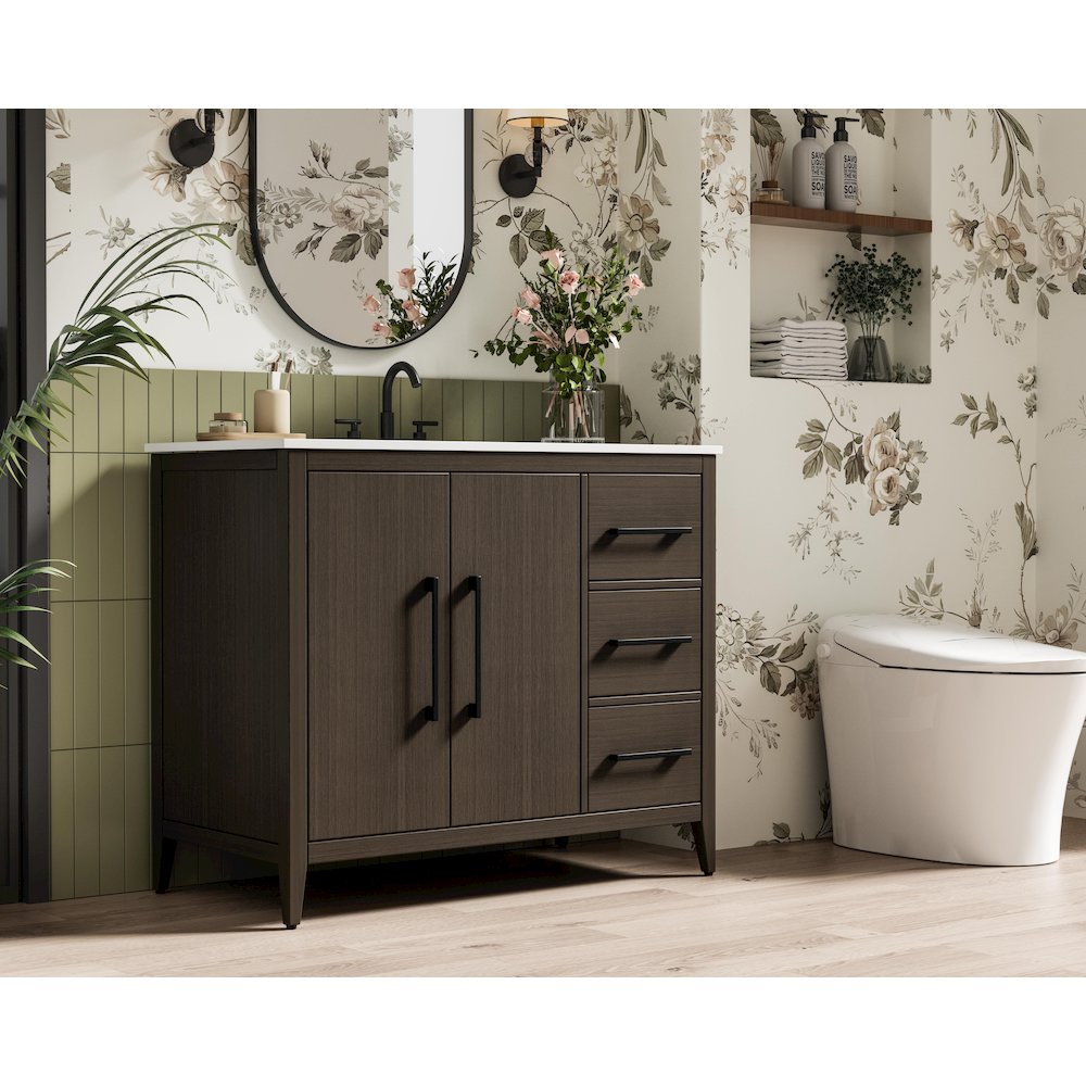 42 Inch Single Bathroom Vanity In Mocha Brown