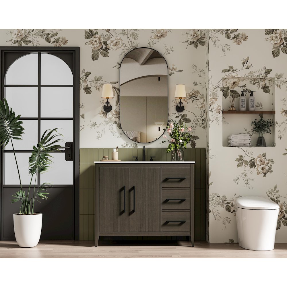 42 Inch Single Bathroom Vanity In Mocha Brown