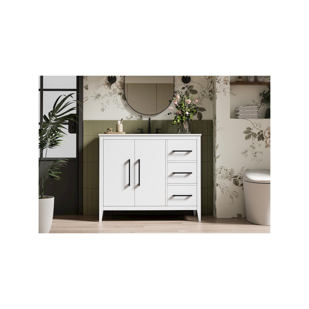 42 Inch Single Bathroom Vanity In White