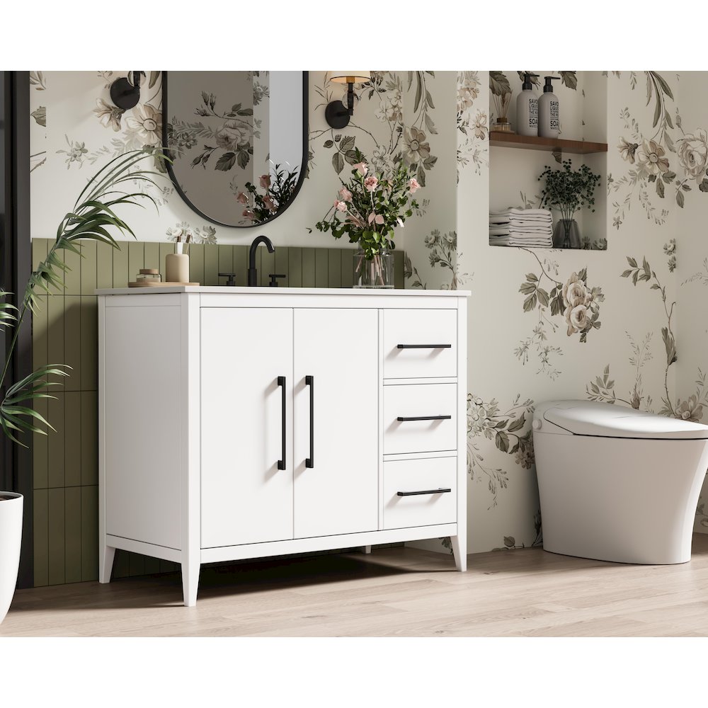 42 Inch Single Bathroom Vanity In White