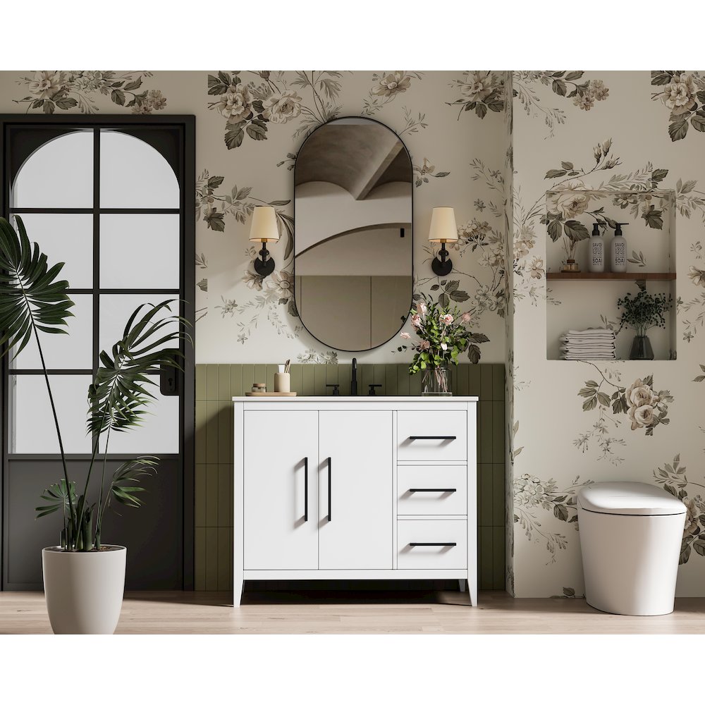 42 Inch Single Bathroom Vanity In White