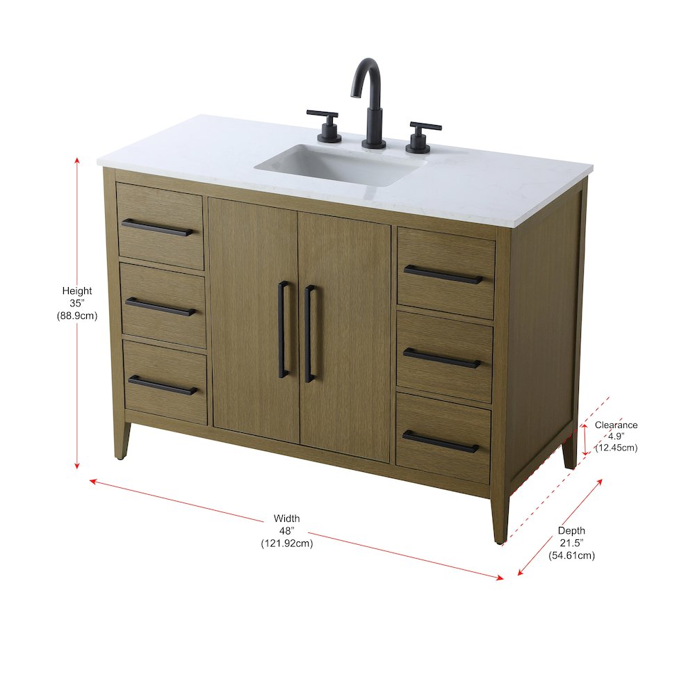 48 Inch Single Bathroom Vanity In Chestnut Brown