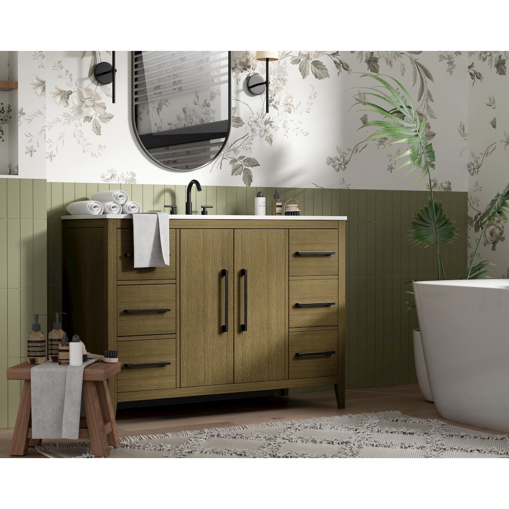 48 Inch Single Bathroom Vanity In Chestnut Brown