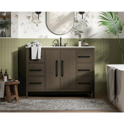 48 Inch Single Bathroom Vanity In Mocha Brown