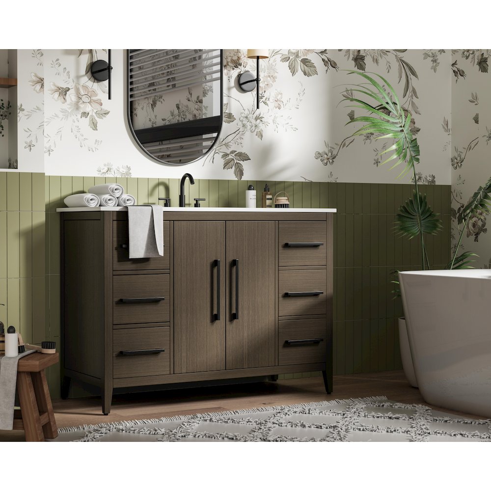 48 Inch Single Bathroom Vanity In Mocha Brown