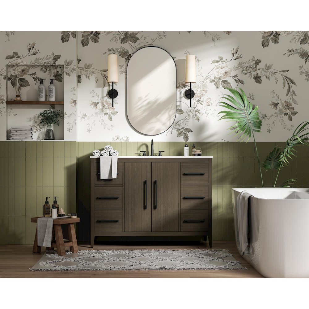 48 Inch Single Bathroom Vanity In Mocha Brown