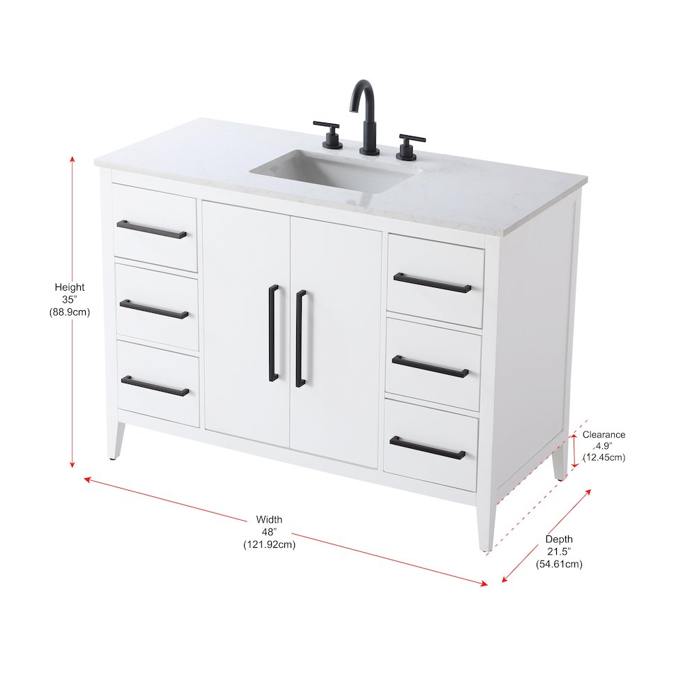 48 Inch Single Bathroom Vanity In White
