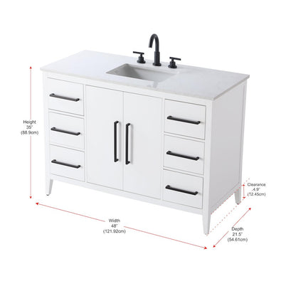 48 Inch Single Bathroom Vanity In White