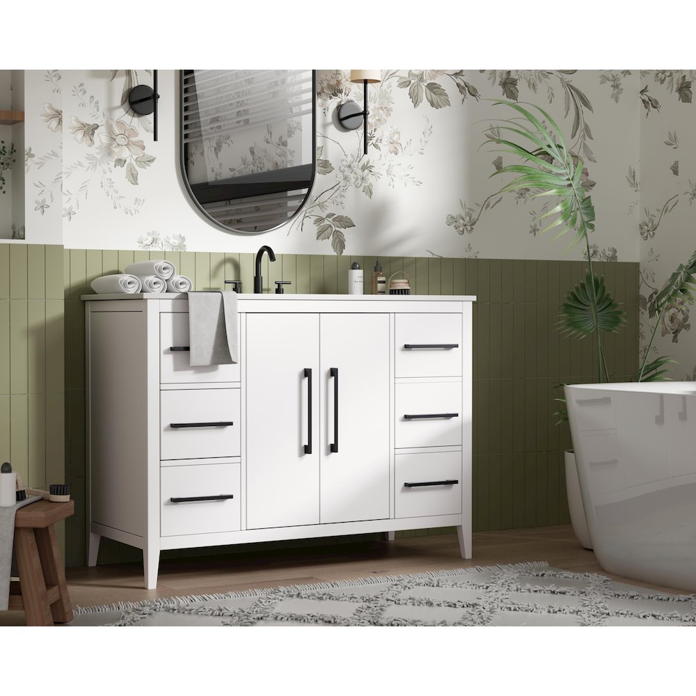 48 Inch Single Bathroom Vanity In White