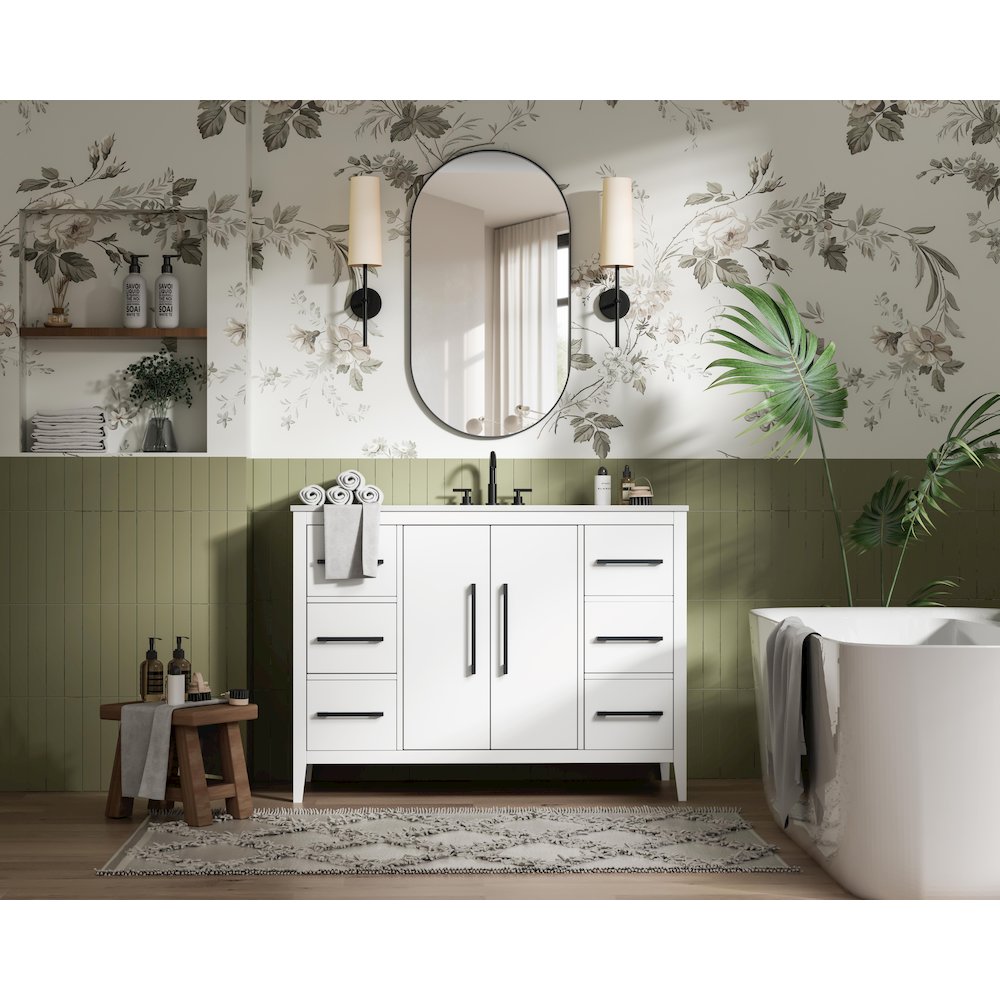 48 Inch Single Bathroom Vanity In White