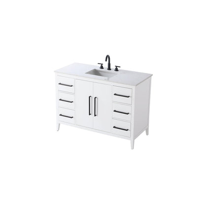 48 Inch Single Bathroom Vanity In White