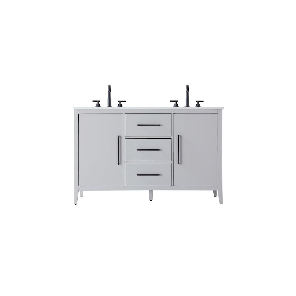 54 Inch Double Bathroom Vanity In Grey