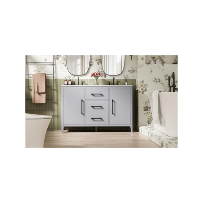54 Inch Double Bathroom Vanity In Grey