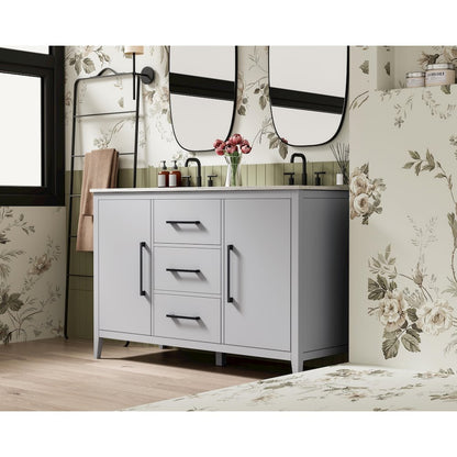 54 Inch Double Bathroom Vanity In Grey