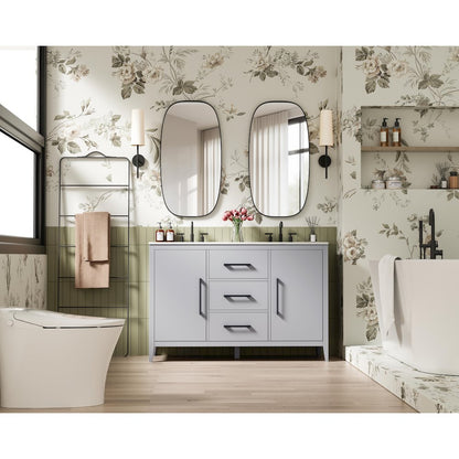 54 Inch Double Bathroom Vanity In Grey