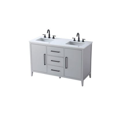 54 Inch Double Bathroom Vanity In Grey