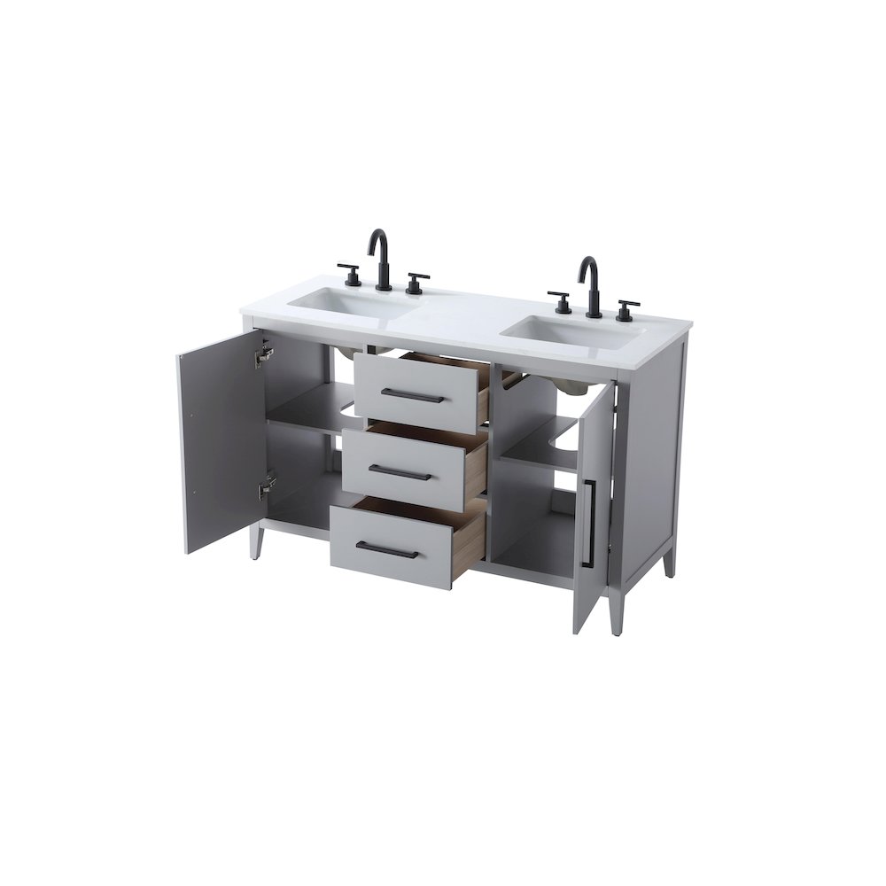 54 Inch Double Bathroom Vanity In Grey