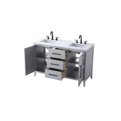 54 Inch Double Bathroom Vanity In Grey
