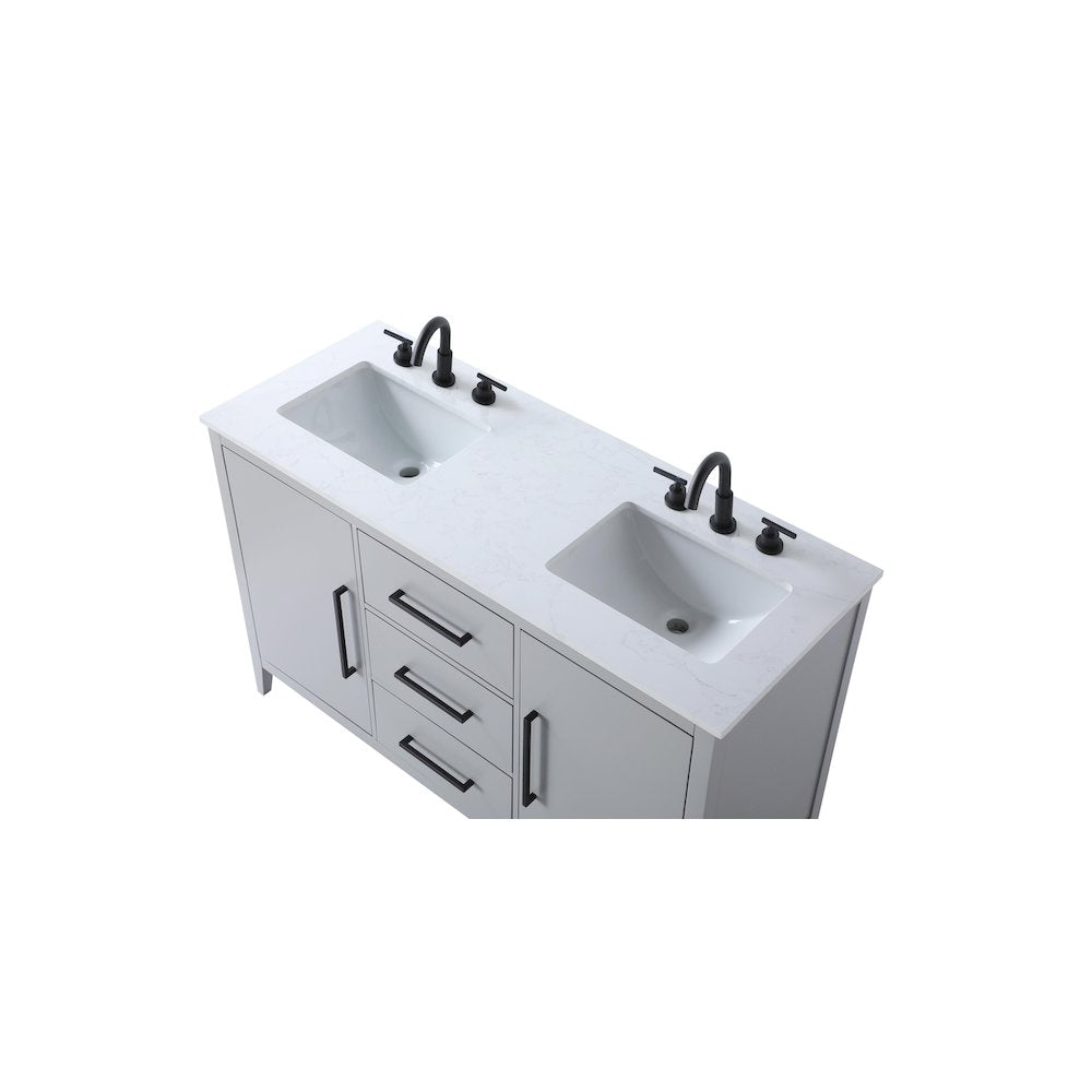 54 Inch Double Bathroom Vanity In Grey