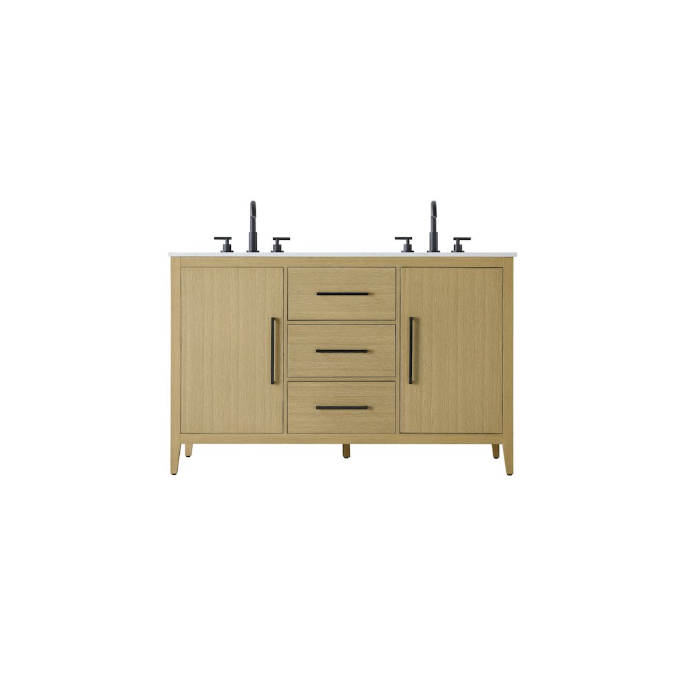 54 Inch Double Bathroom Vanity In Honey Brown