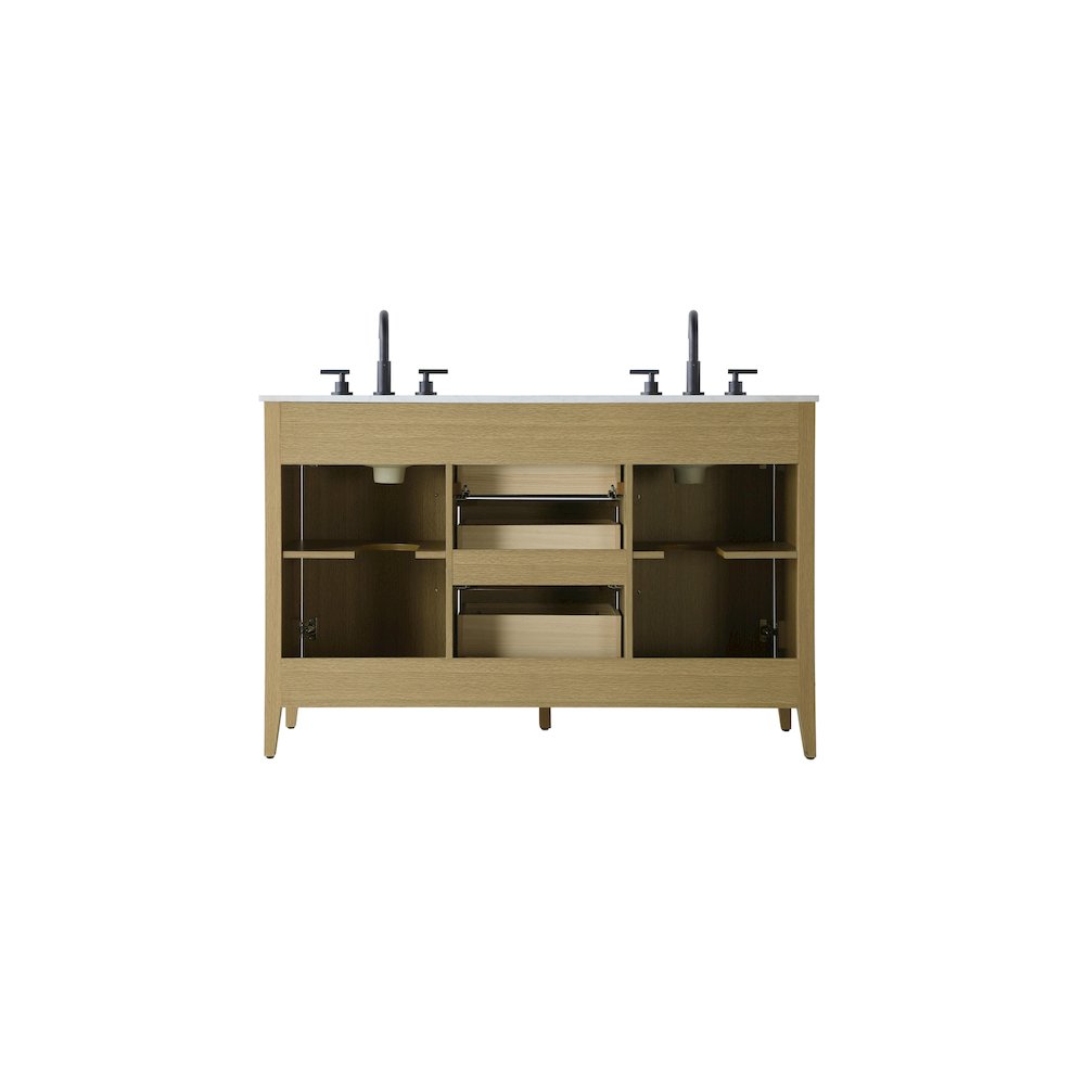 54 Inch Double Bathroom Vanity In Honey Brown