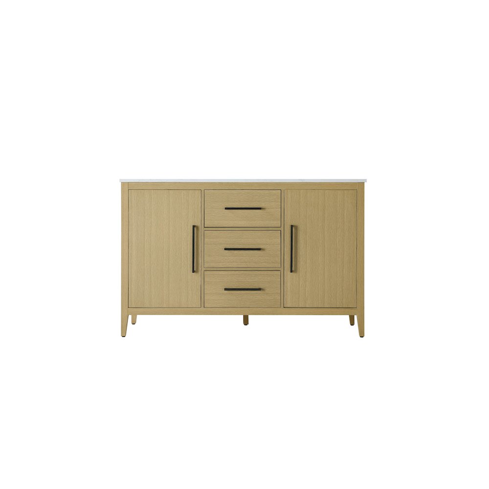 54 Inch Double Bathroom Vanity In Honey Brown