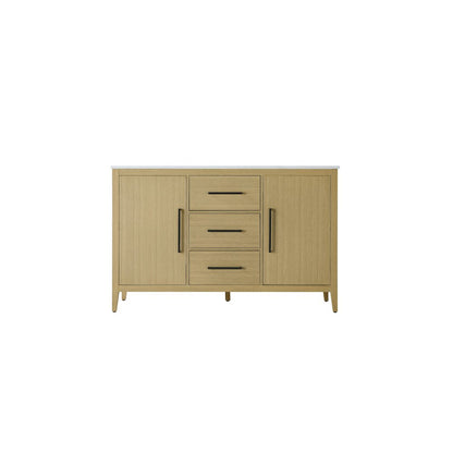54 Inch Double Bathroom Vanity In Honey Brown