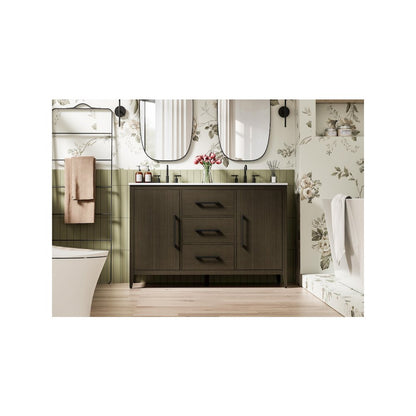 54 Inch Double Bathroom Vanity In Mocha Brown