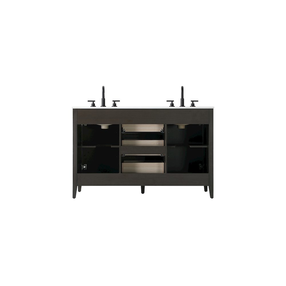 54 Inch Double Bathroom Vanity In Mocha Brown