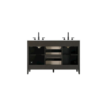 54 Inch Double Bathroom Vanity In Mocha Brown