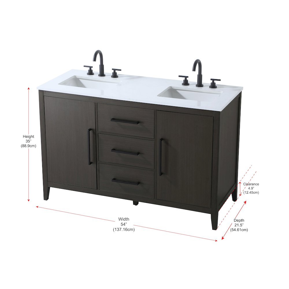 54 Inch Double Bathroom Vanity In Mocha Brown