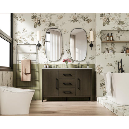 54 Inch Double Bathroom Vanity In Mocha Brown