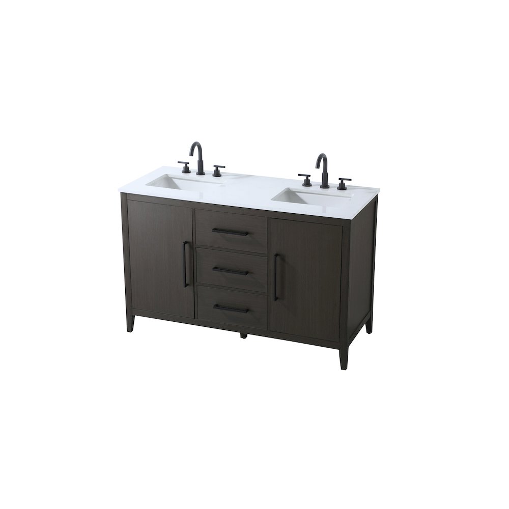 54 Inch Double Bathroom Vanity In Mocha Brown