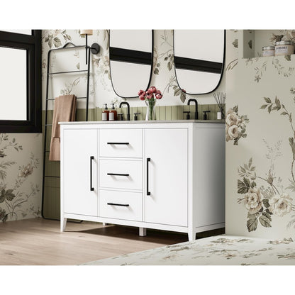 54 Inch Double Bathroom Vanity In White
