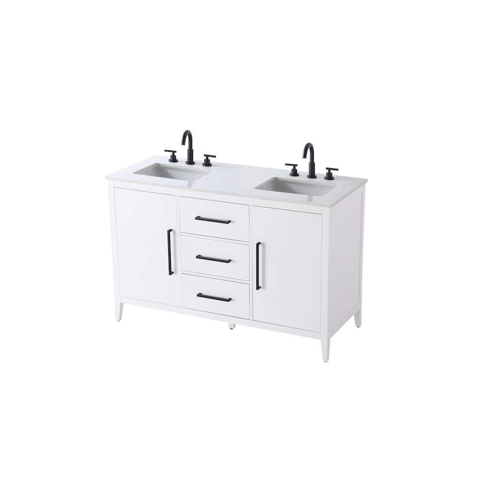 54 Inch Double Bathroom Vanity In White